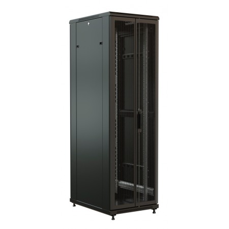 Шкаф коммутационный WRline (WR-TT-2266-DD-RAL9004) напольный 22U 600x600мм пер.дв.перфор.2ств. задн.дв.перфор.2-хст. 2 бок.пан. направл.под винты 800кг черный 510мм 1166мм IP20 сталь