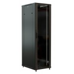 Шкаф коммутационный WRline (WR-TT-2266-AS-RAL9004) напольный 22U 600x600мм пер.дв.стекл задн.дв.стал.лист 2 бок.пан. направл.под винты 800кг черный 510мм 1166мм IP20 сталь