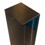 Шкаф серверный WRline (WR-TT-2761-AS-RAL9004) напольный 27U 600x1000мм пер.дв.стекл задн.дв.стал.лист 2 бок.пан. 800кг черный 910мм 87.4кг 1388мм IP20 сталь