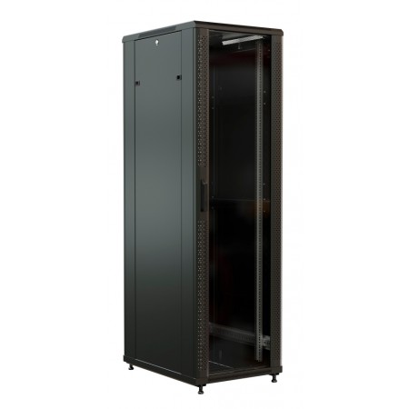 Шкаф серверный WRline (WR-TT-3261-AS-RAL9004) напольный 32U 600x1000мм пер.дв.стекл задн.дв.стал.лист 2 бок.пан. 800кг черный 910мм 101кг 1610мм IP20 сталь