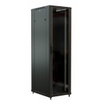 Шкаф коммутационный WRline (WR-TT-4266-AS-RAL9004) напольный 42U 600x600мм пер.дв.стекл задн.дв.стал.лист 2 бок.пан. направл.под винты 800кг черный 510мм 2055мм IP20 сталь