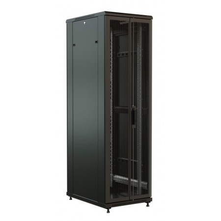 Шкаф коммутационный WRline (WR-TT-4268-DD-RAL9004) напольный 42U 600x800мм пер.дв.перфор.2ств. задн.дв.перфор.2-хст. 2 бок.пан. направл.под винты 800кг черный 710мм 2055мм IP20 сталь