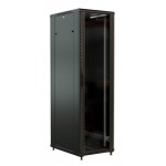 Шкаф коммутационный WRline (WR-TT-4268-AS-RAL9004) напольный 42U 600x800мм пер.дв.стекл задн.дв.стал.лист 2 бок.пан. 800кг черный 710мм 2055мм IP20 сталь