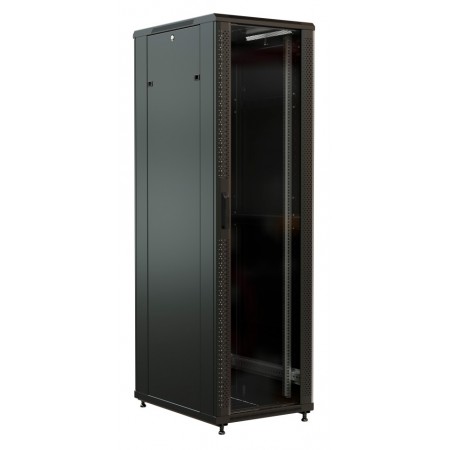 Шкаф серверный WRline (WR-TT-4261-AS-RAL9004) напольный 42U 600x1000мм пер.дв.стекл задн.дв.стал.лист 2 бок.пан. 800кг черный 910мм 2055мм IP20 сталь