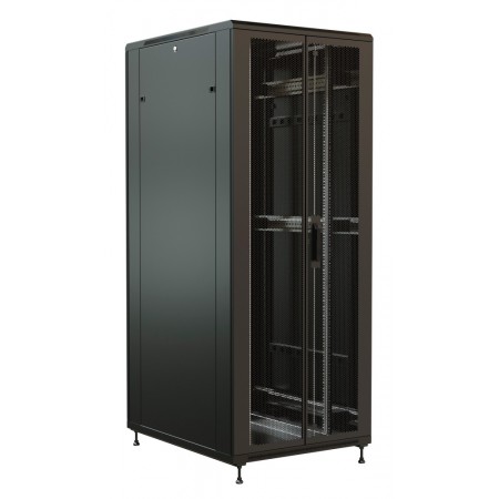 Шкаф коммутационный WRline (WR-TT-4288-DD-RAL9004) напольный 42U 800x800мм пер.дв.перфор.2ств. задн.дв.перфор.2-хст. 2 бок.пан. 800кг черный 710мм 2055мм IP20 сталь