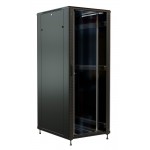 Шкаф коммутационный WRline (WR-TT-4288-AS-RAL9004) напольный 42U 800x800мм пер.дв.стекл задн.дв.стал.лист 2 бок.пан. 800кг черный 710мм 2055мм IP20 сталь