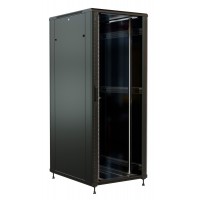 Шкаф коммутационный WRline (WR-TT-4288-AS-RAL9004) напольный 42U 800x800мм пер.дв.стекл задн.дв.стал.лист 2 бок.пан. 800кг черный 710мм 2055мм IP20 сталь
