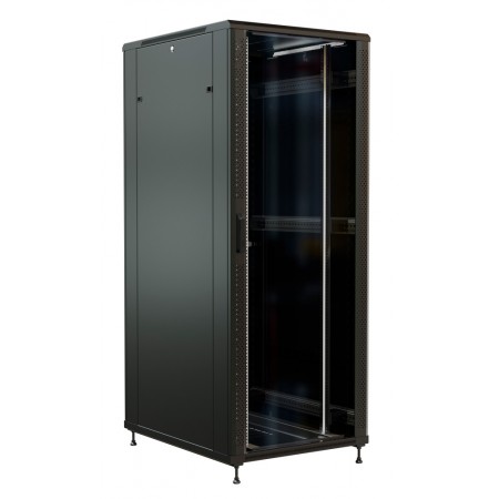 Шкаф коммутационный WRline (WR-TT-4288-AS-RAL9004) напольный 42U 800x800мм пер.дв.стекл задн.дв.стал.лист 2 бок.пан. 800кг черный 710мм 2055мм IP20 сталь