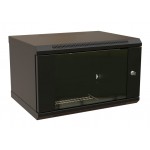 Шкаф коммутационный WRline (WR-TW-0645-GP-RAL9004) настенный 6U 600x450мм пер.дв.стекл 2 бок.пан. направл.под винты 60кг черный 350мм 367мм IP20 сталь