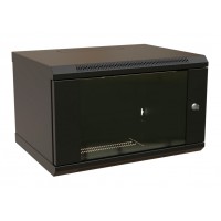 Шкаф коммутационный WRline (WR-TW-0666-GP-RAL9004) настенный 6U 600x600мм пер.дв.стекл 2 бок.пан. направл.под винты 60кг черный 500мм 367мм IP20 сталь