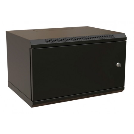 Шкаф коммутационный WRline (WR-TW-0666-SR-RAL9004) настенный 6U 600x600мм пер.дв.металл 2 бок.пан. направл.под винты 60кг черный 500мм 367мм IP20 сталь