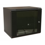 Шкаф коммутационный WRline (WR-TW-1245-GP-RAL9004) настенный 12U 600x450мм пер.дв.стекл 2 бок.пан. направл.под винты 60кг черный 350мм 650мм IP20 сталь