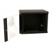 Шкаф коммутационный WRline (WR-TW-1266-GP-RAL9004) настенный 12U 600x600мм пер.дв.стекл 2 бок.пан. направл.под винты 60кг черный 500мм 650мм IP20 сталь