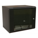 Шкаф коммутационный WRline (WR-TW-1545-GP-RAL9004) настенный 15U 600x450мм пер.дв.стекл 2 бок.пан. направл.под винты 60кг черный 370мм 775мм IP20 сталь