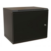Шкаф коммутационный WRline (WR-TW-1545-SR-RAL9004) настенный 15U 600x450мм пер.дв.металл 2 бок.пан. направл.под винты 60кг черный 370мм 775мм IP20 сталь