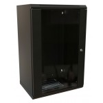 Шкаф коммутационный WRline (WR-TW-2245-GP-RAL9004) настенный 22U 600x450мм пер.дв.стекл 2 бок.пан. направл.под винты 60кг черный 370мм 1086мм IP20 сталь