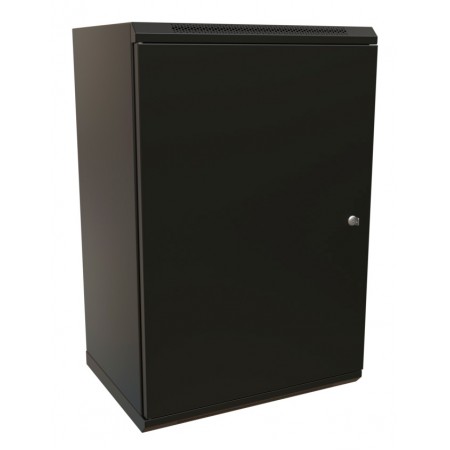 Шкаф коммутационный WRline (WR-TW-2245-SR-RAL9004) настенный 22U 600x450мм пер.дв.металл 2 бок.пан. направл.под винты 60кг черный 370мм 1086мм IP20 сталь