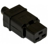 Вилка Hyperline CON-IEC320C19 (упак.:1шт) 1м черный