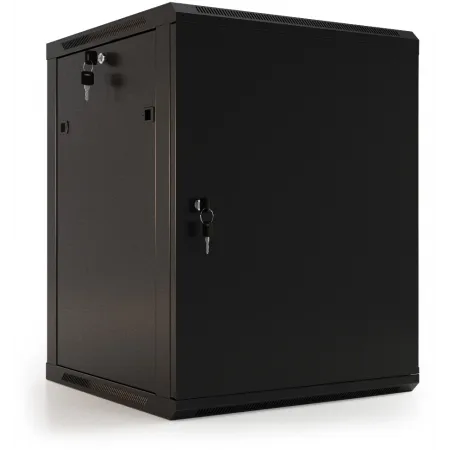 Шкаф коммутационный Hyperline (TWB-2766-SR-RAL9004) настенный 27U 600x600мм пер.дв.стал.лист 2 бок.пан. 60кг черный 1304мм