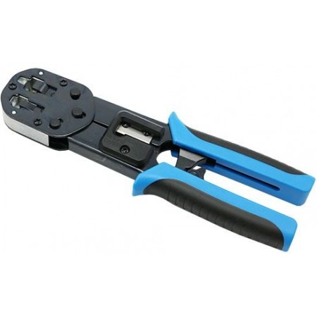 Инструмент обжимной Hyperline HL-3H00010 для RJ-45/RJ-12 (упак:1шт) черный/голубой
