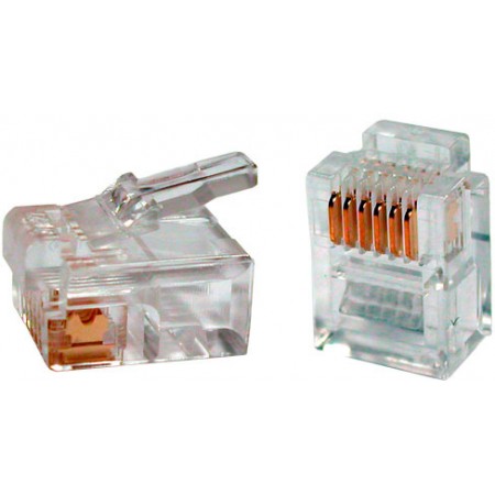 Коннектор Hyperline PLUG-6P6C-P-C2-100 (упак.:100шт) 100м прозрачный