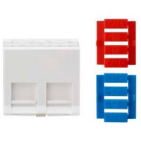 Вставка Hyperline SIP3A-2K-M45-45 со шторкой 45x45 2xKeystone ABS пластик белый