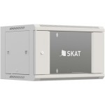 Шкаф коммутационный Бастион SKAT TB-6W660GF-G (4418) настенный 6U 600x600мм пер.дв.стекл металл направл.под винты 60кг серый 500мм 18.8кг 220град. 370мм IP20 сталь укомплектованный