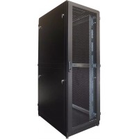 Шкаф серверный ЦМО (ШТК-М-42.8.12-48АА-9005) напольный 42U 800x1200мм пер.дв.перфор. задн.дв.перфор.2-хст. направл.под закл.гайки 1200кг черный 1055мм 176кг 180град. 2030мм IP20 металл
