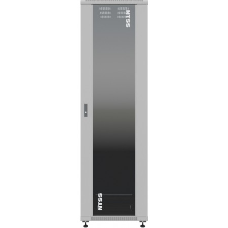Шкаф серверный NTSS Премиум (NTSS-R22U60100GS) напольный 22U 600x1000мм пер.дв.стекл металл 900кг серый 910мм 60.5кг 1102мм IP20 сталь
