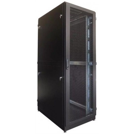 Шкаф серверный ЦМО ШТК-М-42.6.12-48АА-9005 напольный 42U 600x1250мм пер.дв.перфор. задн.дв.перфор.2-хст. направл.под закл.гайки 1000кг черный 1050мм 145кг 180град. IP20