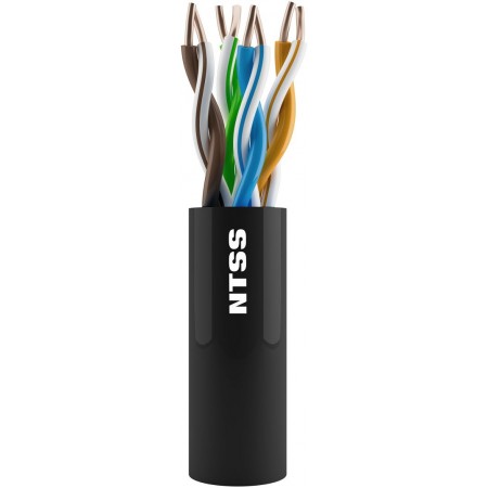Кабель информационный NTSS NTSS-OUT-UTP4-5Е-PE-BL кат.5E U/UTP 4 пары 24AWG PE внешний 305м черный