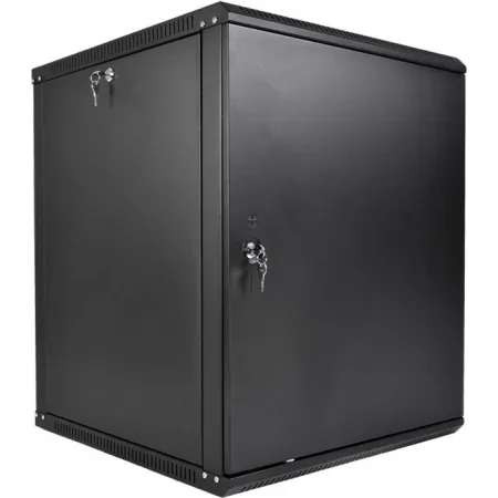 Шкаф коммутационный ЦМО ШРН-Эконом (ШРН-Э-12.650.1-9005) настенный 12U 600x650мм пер.дв.металл 65кг черный 600мм 23.22кг 180град. 608мм IP20 металл