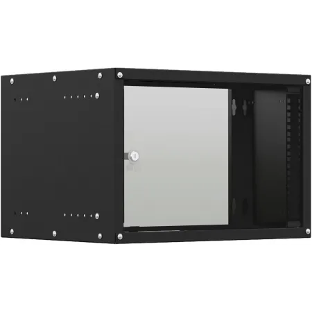 Шкаф коммутационный NTSS Lime (NTSS-WL9U5545GS-BL) настенный 9U 550x450мм пер.дв.стекл несъемн.бок.пан. 30кг черный 370мм 12кг 110град. 500мм IP20 сталь