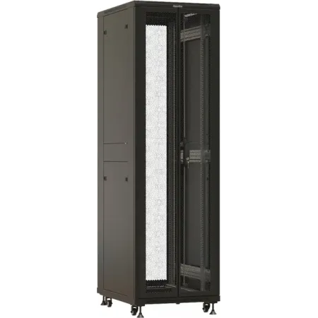 Шкаф коммутационный Hyperline (TTBR-4268-DD-RAL9004) напольный 42U 600x800мм пер.дв.перфор. задн.дв.перфор. 2 бок.пан. 800кг черный 710мм 2055мм IP20 сталь