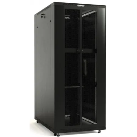 Шкаф серверный Hyperline (TTBR-4262-DD-RAL9004) напольный 42U 600x1200мм пер.дв.перфор.2ств. задн.дв.перфор.2-хст. 2 бок.пан. 800кг черный 1110мм IP20 сталь