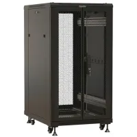 Шкаф серверный Hyperline TTBR-2261-DD-RAL9004 напольный 22U 600x1000мм пер.дв.перфор. задн.дв.перфор. 2 бок.пан. 1000кг черный 910мм 79.5кг 1166мм IP20 сталь