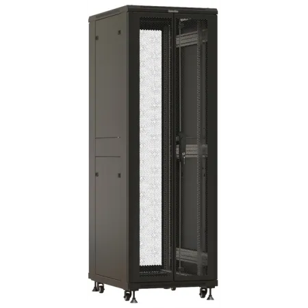 Шкаф серверный Hyperline TTBR-3261-DD-RAL9004 напольный 32U 600x1000мм пер.дв.перфор. задн.дв.перфор. 2 бок.пан. 1000кг черный 910мм 84.2кг 1610мм IP20 сталь