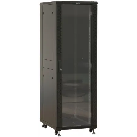 Шкаф серверный Hyperline TTBR-3268-AS-RAL9004 напольный 32U 600x800мм пер.дв.перфор. задн.дв.спл.стал.лист 2 бок.пан. 1000кг черный 710мм 94.5кг 1610мм IP20 сталь