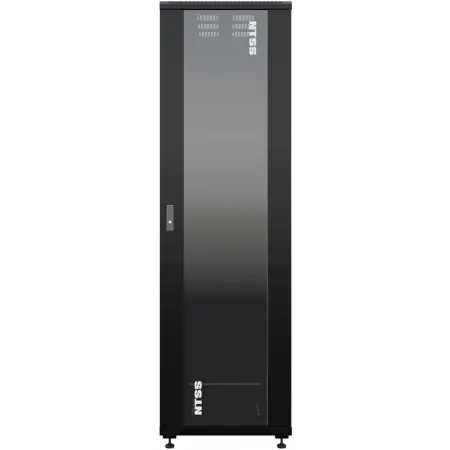Шкаф серверный NTSS Премиум (NTSS-R42U80100GS-BL) напольный 42U 800x1000мм пер.дв.стекл металл 900кг черный 910мм 160кг 1987мм IP20 сталь