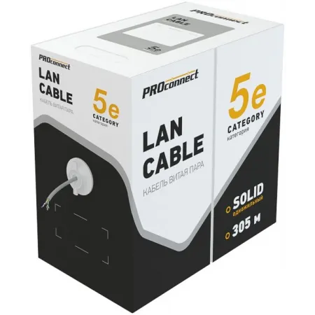Кабель информационный PROconnect 01-0027 кат.5E F/UTP 2 пары 24AWG PVC внутренний 305м серый