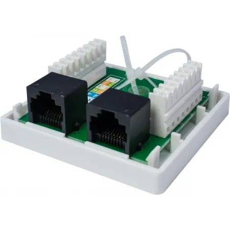 Коробка Suprlan 10-0309 накладная двойная 2xRJ45 горизонтальный монтаж пластик серый