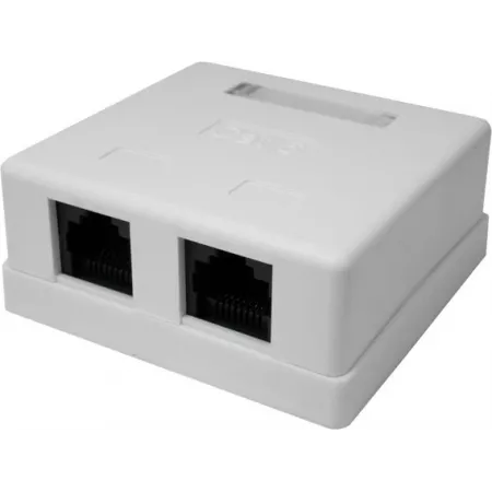 Коробка Suprlan 10-0310 накладная двойная 2xRJ45 горизонтальный монтаж пластик серый