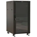 Шкаф коммутационный Hyperline TTBR-1866-AS-RAL9004 напольный 18U 600x600мм пер.дв.стекл задн.дв.спл.стал.лист 800кг черный 510мм 64.1кг 988мм IP20 сталь