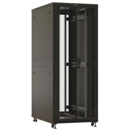Шкаф серверный Hyperline TTBR-4282-DD-RAL9004 напольный 42U 800x1200мм пер.дв.перфор.2ств. 4 бок.пан. задн.дв.перфор.2-хст. 1000кг черный 1110мм 2055мм IP20 сталь