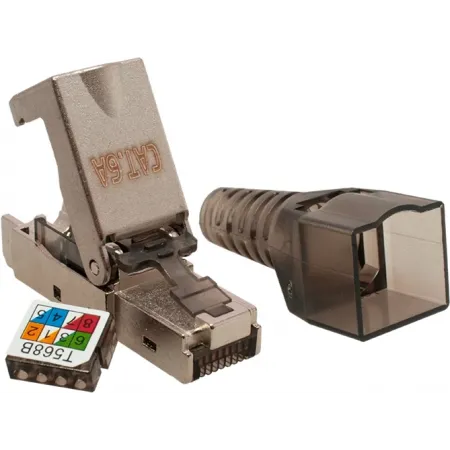 Коннектор Suprlan (10-0240-1) STP кат.6A RJ45 с защитным колпачком серый (упак.:1шт)