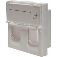 Панель Suprlan 10-0302-1 лицевая со шторкой 45x45 2xKeystone ABS пластик белый