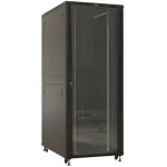 Шкаф коммутационный Hyperline (TTBR-4288-AS-RAL9004) напольный 42U 800x800мм пер.дв.стекл задн.дв.спл.стал.лист 2 бок.пан. 1000кг черный 710мм IP20
