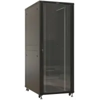 Шкаф коммутационный Hyperline (TTBR-4288-AS-RAL9004) напольный 42U 800x800мм пер.дв.стекл задн.дв.спл.стал.лист 2 бок.пан. 1000кг черный 710мм IP20
