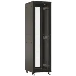 Шкаф серверный Hyperline (TTBR-4762-DD-RAL9004) напольный 47U 600x1200мм пер.дв.перфор. задн.дв.перфор. 4 бок.пан. 1000кг черный 1110мм IP20 сталь