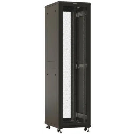 Шкаф серверный Hyperline (TTBR-4762-DD-RAL9004) напольный 47U 600x1200мм пер.дв.перфор. задн.дв.перфор. 4 бок.пан. 1000кг черный 1110мм IP20 сталь